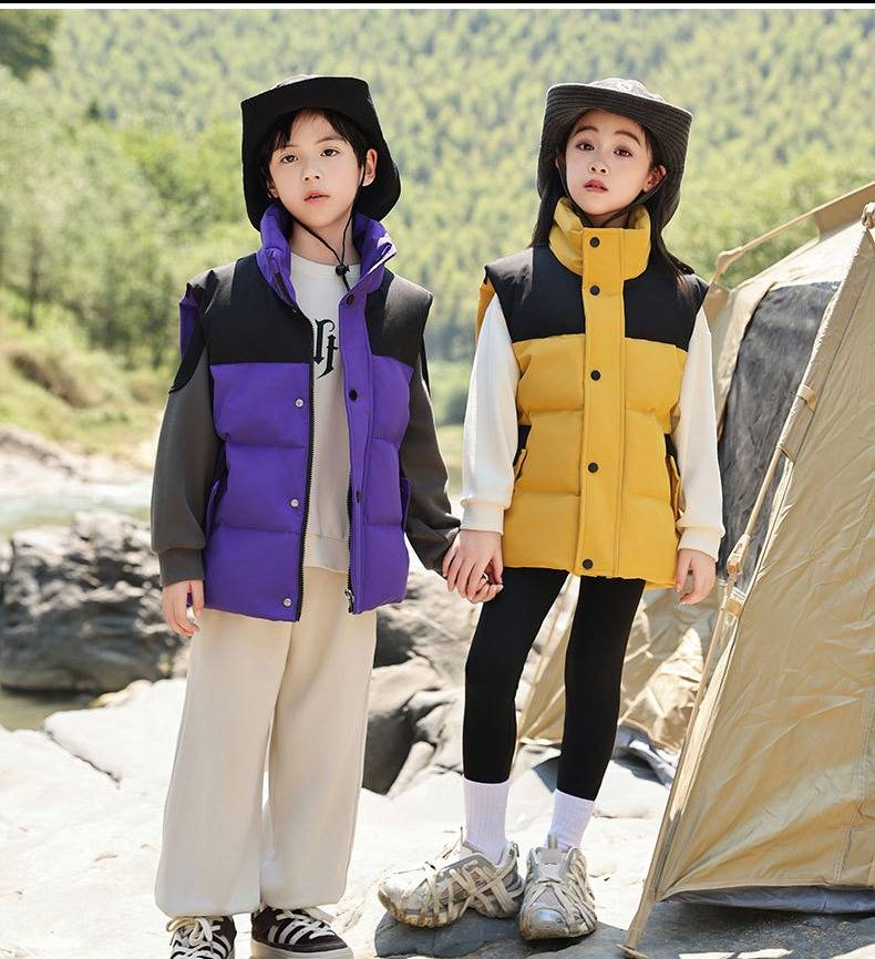 Pufferweste für Kinder für Jungen und Mädchen – warme, ärmellose Winterjacke mit Entendaunenfüllung, leicht und stylisch, Unisex-Jugendmantel_voghion.com
