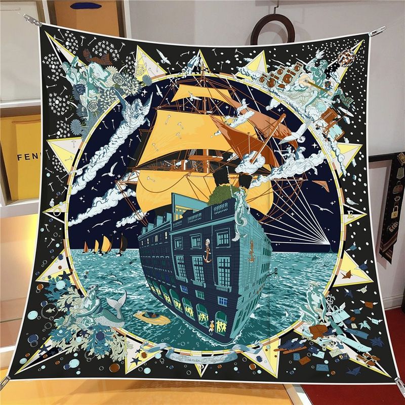 Autumn Winter Cm90 Decorative Elegant Square Fashion Versatile Printed Neck Scarf Shawl New Sun Protection Headscarf_voghion.com
