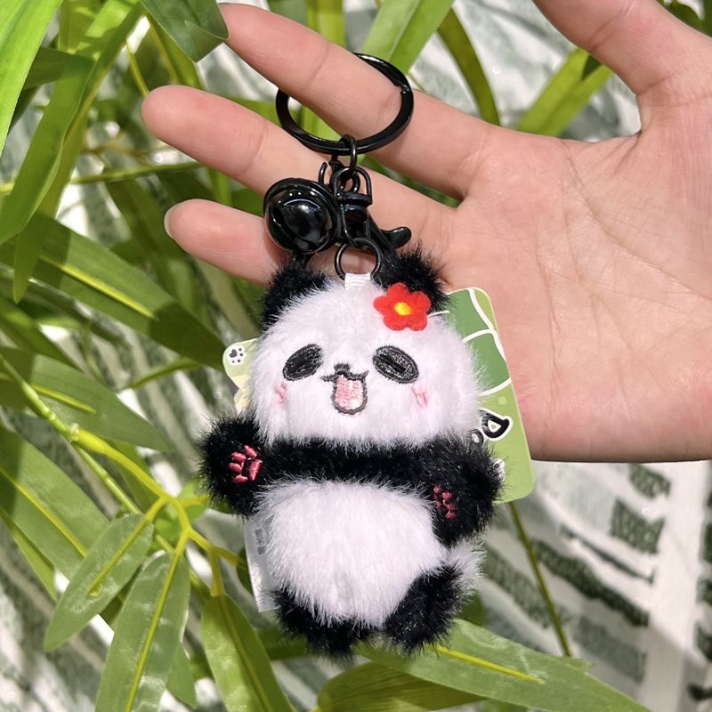Cute Mini Keychain Backpack Small Exquisite Adorable Expression Flower Panda Pendant_voghion.com