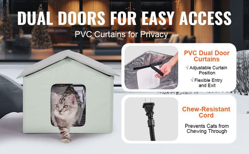 VEVOR Heated Cat House Foldable Kitty Shelter With Heated Pad Green Middle_voghion.com