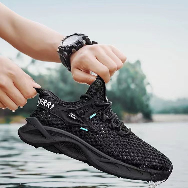 Sommer Neue Herren Mesh Sneakers Leichte Atmungsaktive Low-Top Casual Wasserschuhe_voghion.com