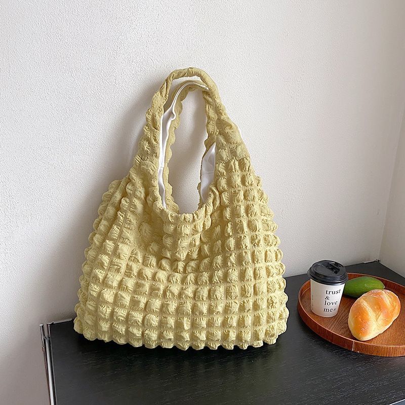 Damen-Tragetaschen, faltbare Luftpolstertasche, Schultertasche für Mädchen, Lunchtasche, große Kapazität, Wolken, Unterarm-Tragetasche_voghion.com