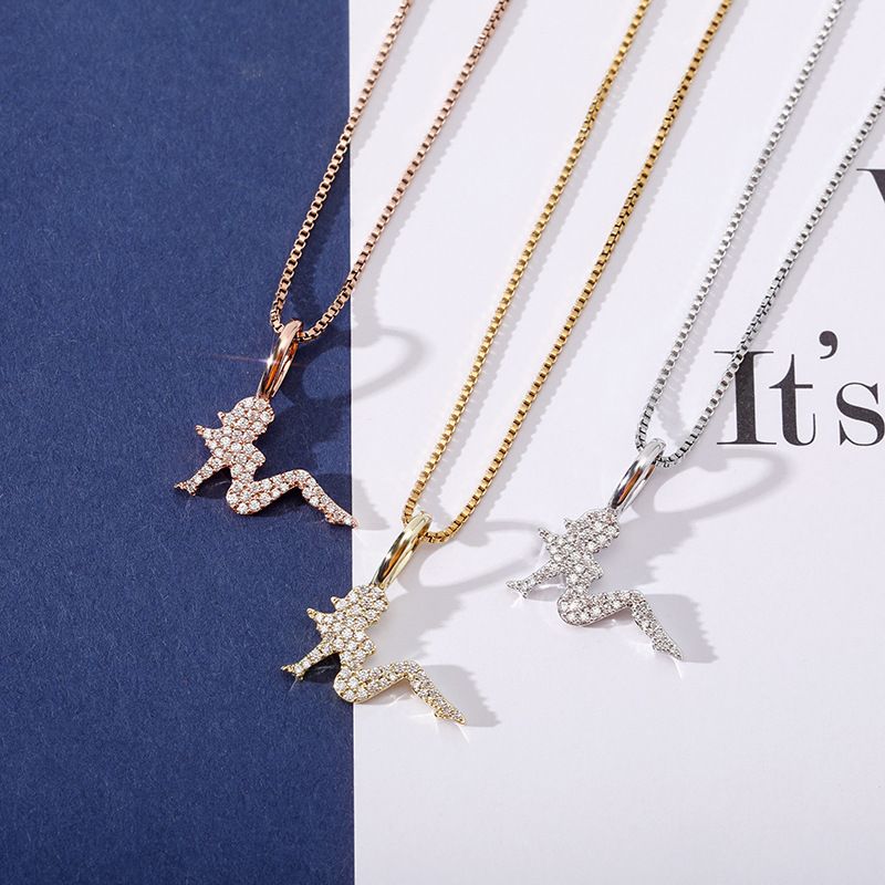 Collana con ciondolo elegante in argento sterling 925 con ciondolo in zircone, stile hip hop, catena a maglie inclusa (misure 7-11) Collana hip hop_voghion.com