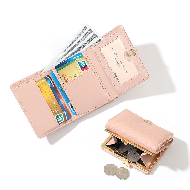 Kompakte dreifach faltbare Geldbörse für Damen – Süße Geldbörse aus PU-Leder mit großem Fassungsvermögen, mehreren Kartenfächern und Münzfach, Geschenk für Studentinnen und Damen_voghion.com