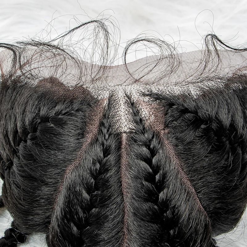 Hair Extensions & Wigs front lace fishbone braid wig four strand braid fishbone braid long hair full wig spot_voghion.com