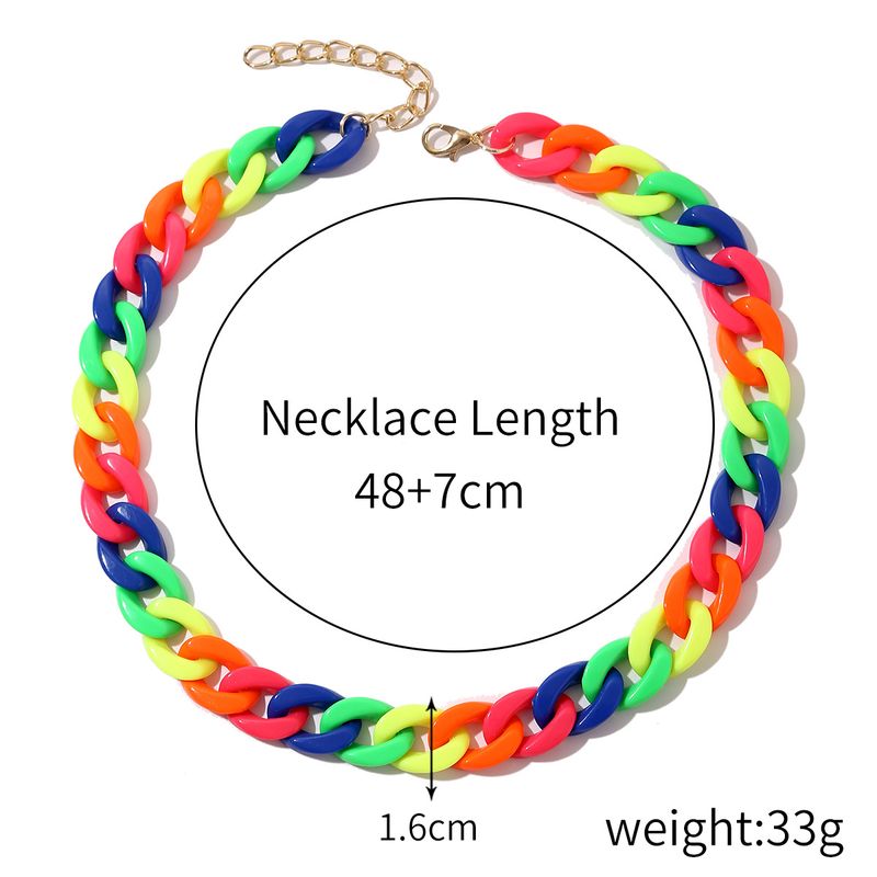 Accessori Collana estiva arcobaleno in acrilico con catena colorata punk cubana di grande successo_voghion.com