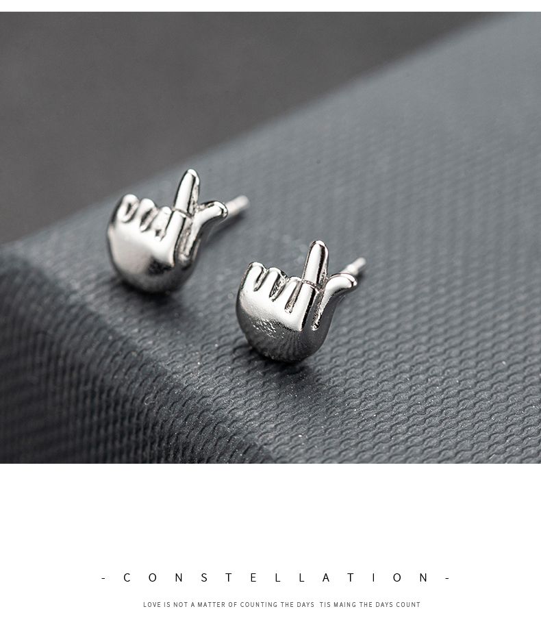 Náušnice pro muže s trendy osobností, antialergické, jednoduché, trendy temperamentní, pro páry, s vtipnými prsty, náušnice s ženským temperamentem._voghion.com
