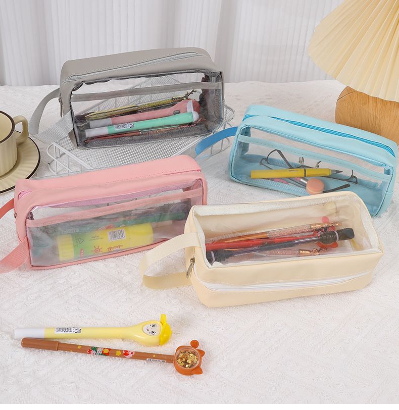 Penar transparent cu dublu strat, capacitate mare, lapte și sare, Ins, japonez, liceu și școală primară, stilou de stocare cu valoare ridicată a culorii_voghion.com