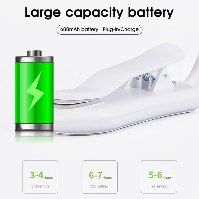 Rechargeable Book Light Mini 7 LED Reading Light 3-Level Warm Cool White Flexible Easy Clip Lamp Read Night Reading Lamp In Bed_voghion.com