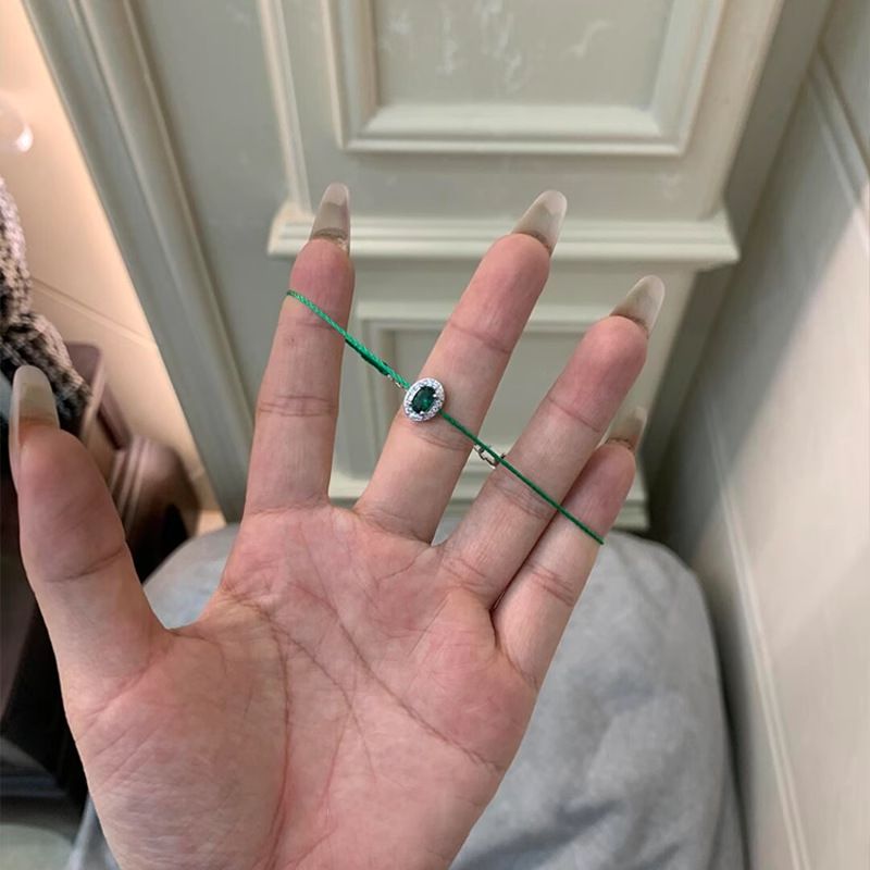 Sparkling Green Zircon Bracelet For Women High Aesthetic Versatile Simple Forest Style Brightening Ultra-fine Woven_voghion.com