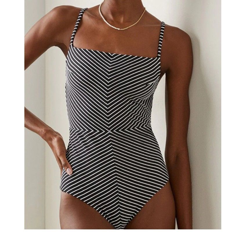 Abbigliamento da donna costume intero conservatore copri ventre spiaggia sorgenti termali costume da bagno due pezzi a righe retrò bikini intero_voghion.com