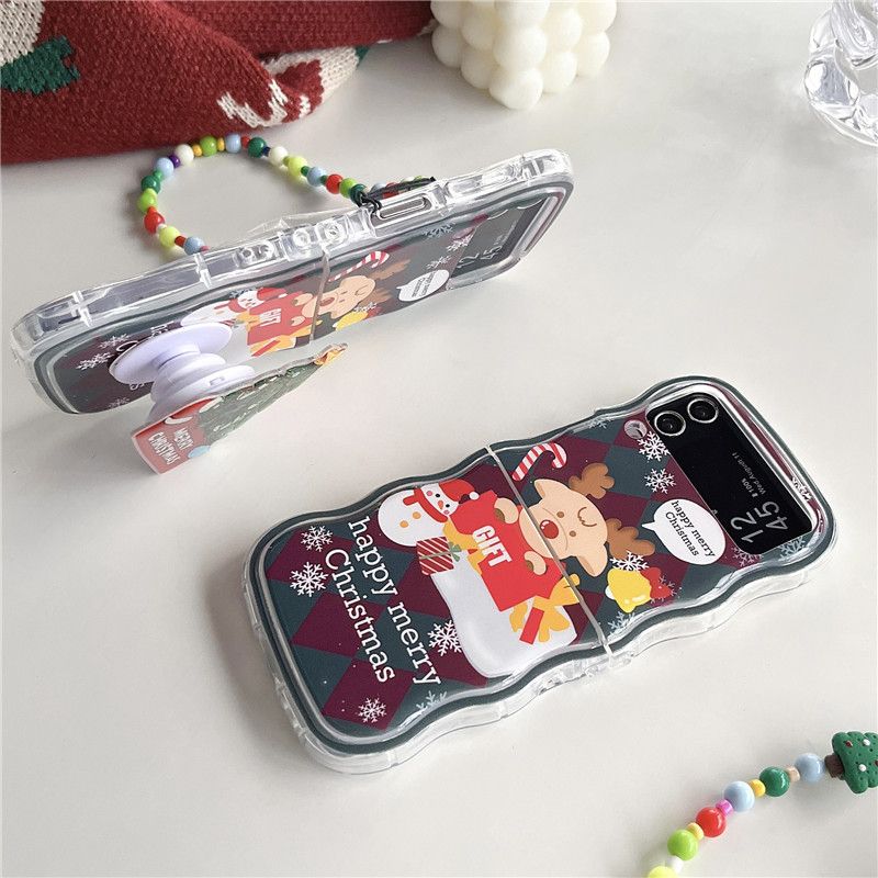 TechGlobe Santa Claus Compatible With Galaxy Z Flip3/4/5 Gingerbread Man Samsung Soft Phone Case Foldable Protective Cover_voghion.com