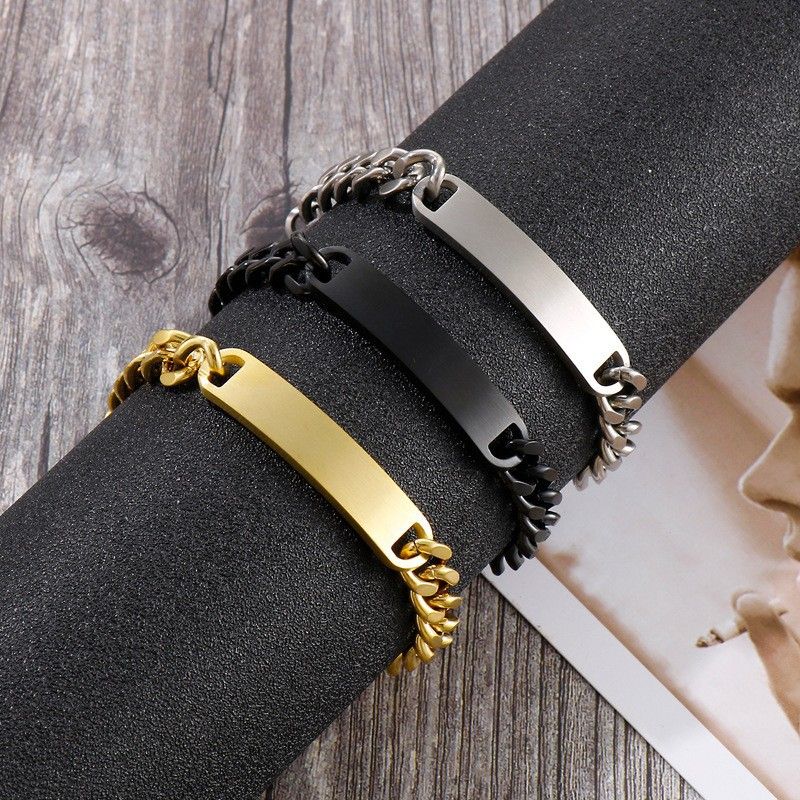 Bracciale curvo in acciaio inossidabile al titanio da uomo, stile Hip Hop cubano_voghion.com