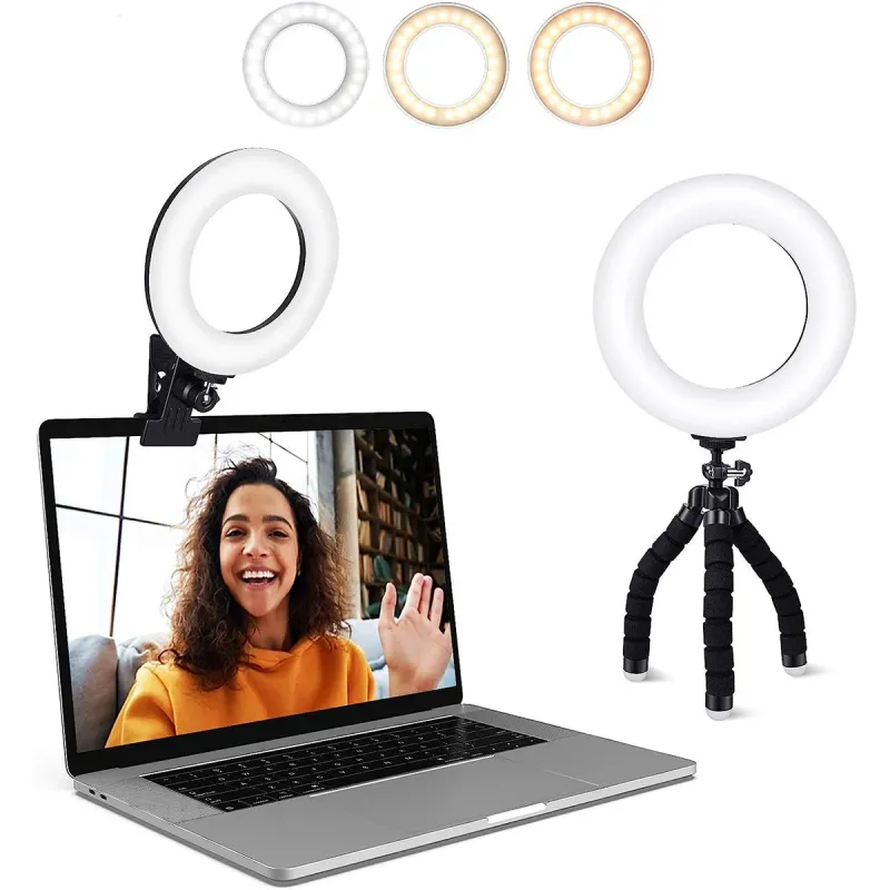 6Inch Video Conference Light Kit Ri Clip On Laptop Monitor With 3 Color Webcam Light Remote Work Self_voghion.com