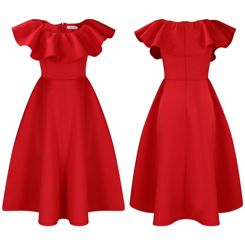 Gonna arricciata con temperamento alla moda da donna, ampia gonna da banchetto_voghion.com