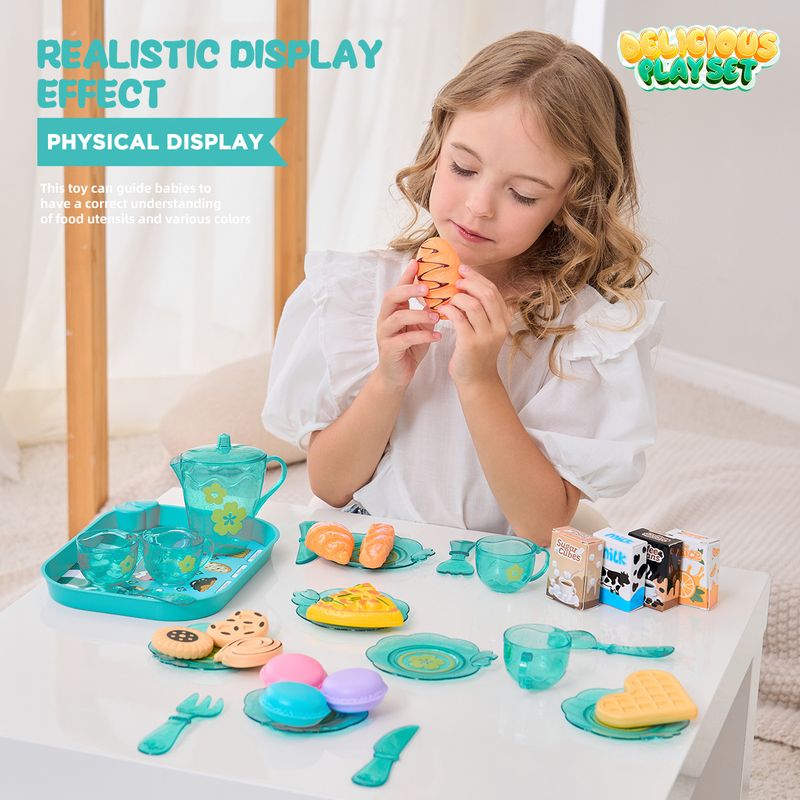 Casa de juegos para niños transfronteriza, utensilios de cocina, té de la tarde, simulación de comida, pastel, juego de té interactivo para niñas, juguete al por mayor_voghion.com