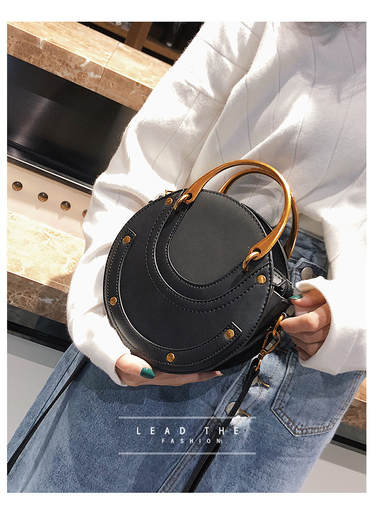Borsa a tracolla monospalla con patchwork opaco, piccola, rotonda, da donna, modello 2025_voghion.com