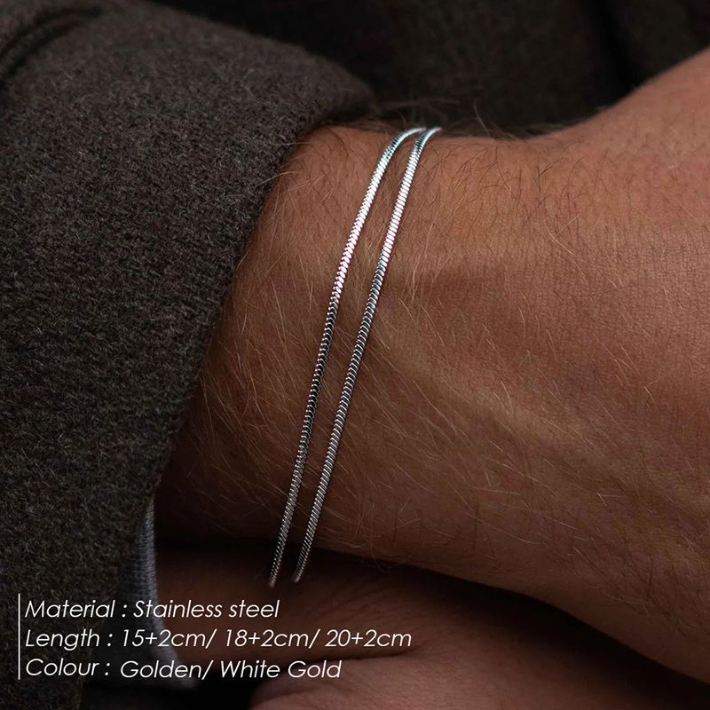 Herensieraden Roestvrijstalen combinatiearmband Eenvoudige bedel vierkante kettingarmband_voghion.com