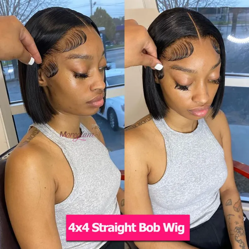 Brazilian Short Bob Human Hair Wig Virgin Vietnam Bone Straight Raw Wig Lace Front Wigs for Women_voghion.com
