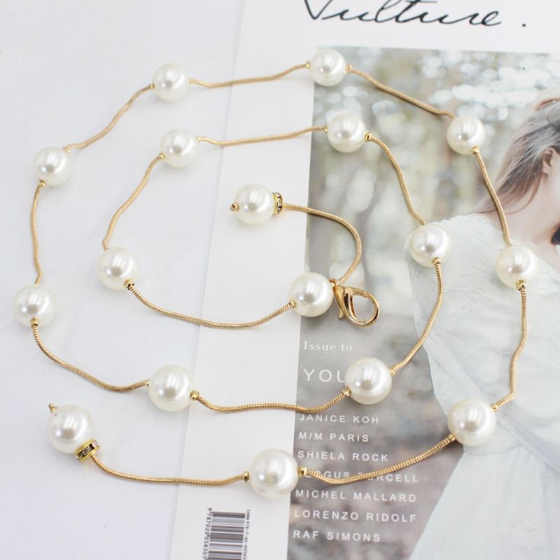 Zhuoxinder Réglable Ajusté Longue Chaîne De Taille Délicate Élégante Perle Acrylique Femmes Ceinture Mince Vêtements Ornement-Argent_voghion.com