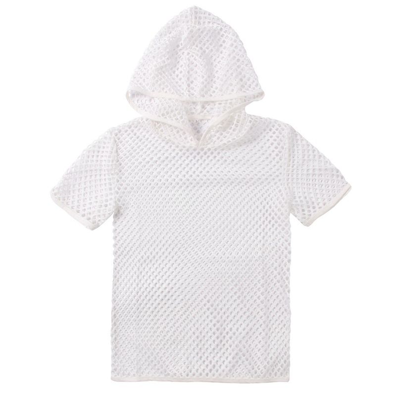 Herrenbekleidung Mode personalisierte Herrenmode hohles kurzärmliges Mesh-T-Shirt atmungsaktives Mesh-Unterhemd Herrenpullover_voghion.com