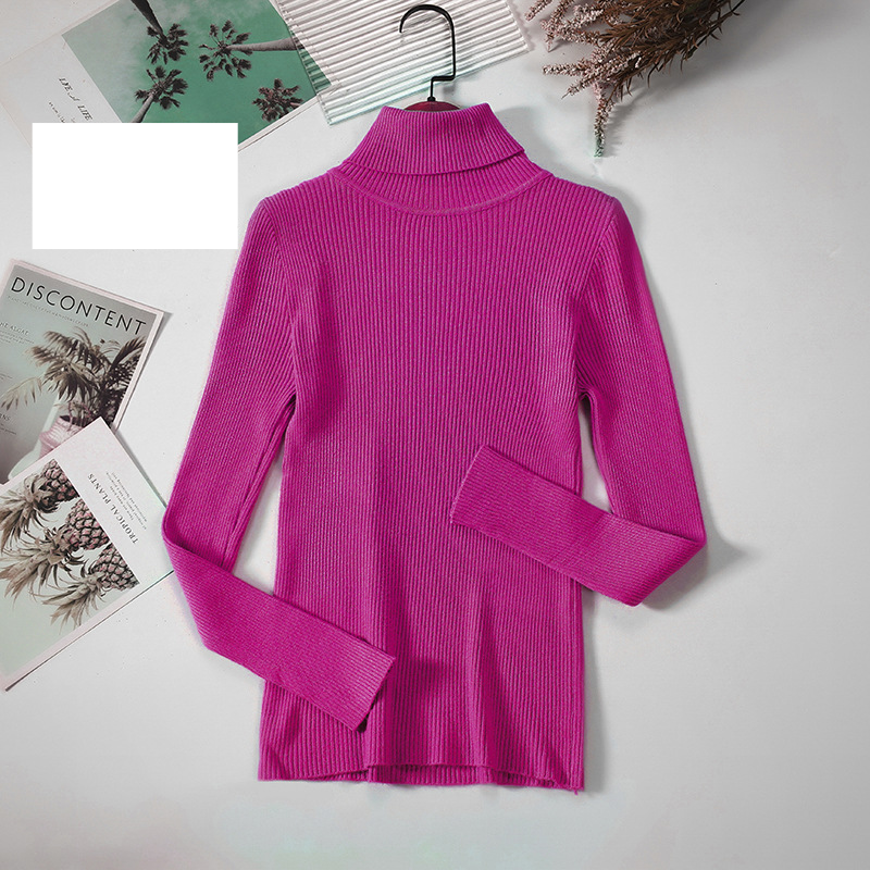Maglione a collo alto a maniche lunghe da donna, in tinta unita, stile coreano (24 colori disponibili) maglione lavorato a maglia_voghion.com