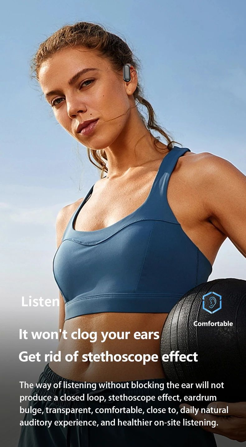 Casque Bluetooth suspendu aux oreilles : longue durée de vie de la batterie, multifonction, audio de haute qualité_voghion.com