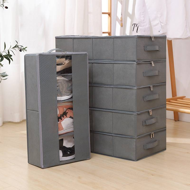Rangement pour la maison Boîte à chaussures en coton et lin Boîte de rangement pour fond de lit à six compartiments Boîte de rangement lavable pour chambre à coucher Boîte de rangement pour armoire à chaussures Boîte de rangement pour tissus_voghion.com