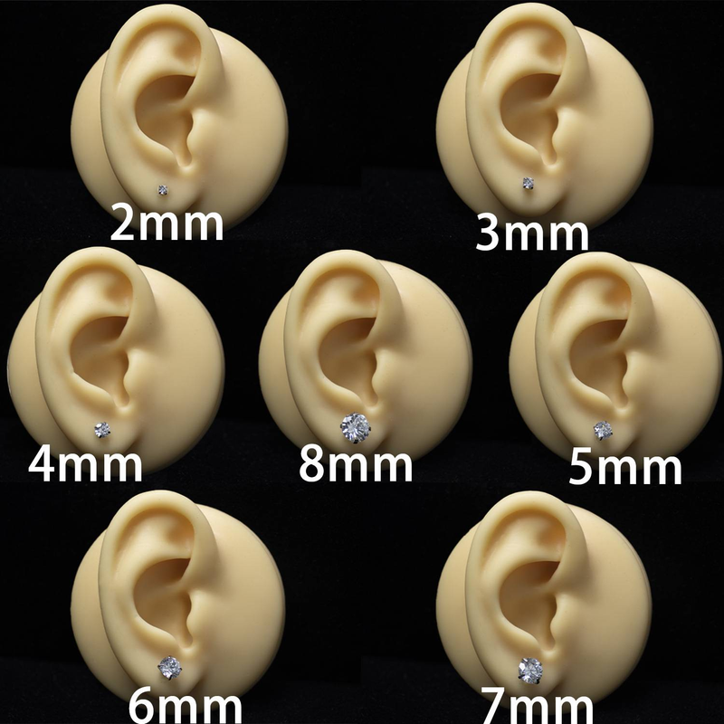 2mm-6mm 1 paio di orecchini a bottone in acciaio inossidabile medico con zircone nero e cristallo, trago, cartilagine, viti ipoallergeniche, piercing per uomo e donna_voghion.com