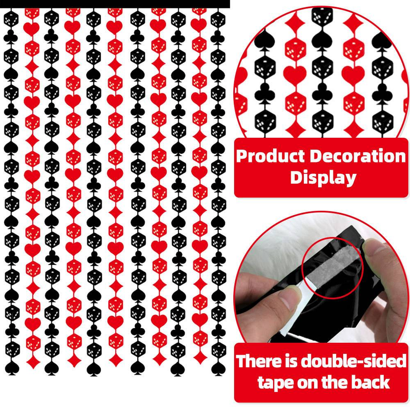 Pokertemafestdekoration Regngardin Casinoaftenatmosfærelayout Terninger Spar Rød Fersken Regngardin_voghion.com