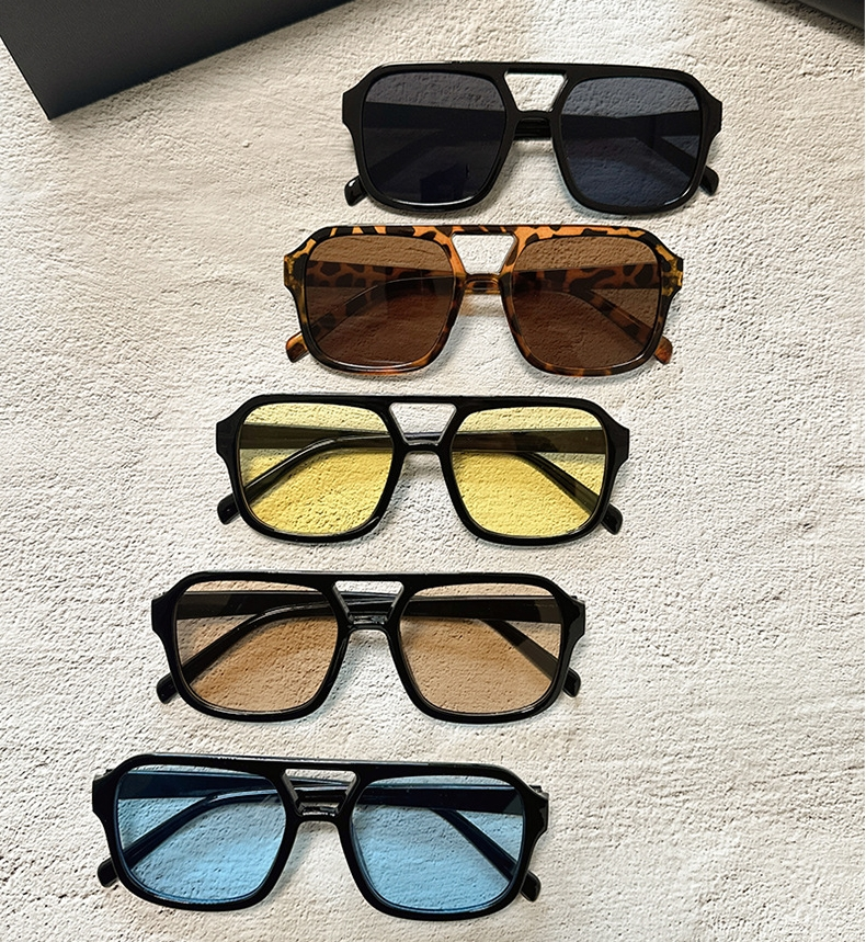 New European And American Pilot Double-beam Sunglasses, Men's UV-resistant Sunglasses, Women's Fashionable Retro Glasses_voghion.com