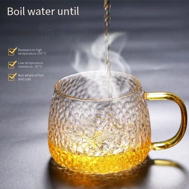 Thickened Hammer Pattern Pineapple Cup Tropical Handle Water Cup Home Fashion Breakfast Cup Beverage Cup Milk Cup Glass Water Cup_voghion.com