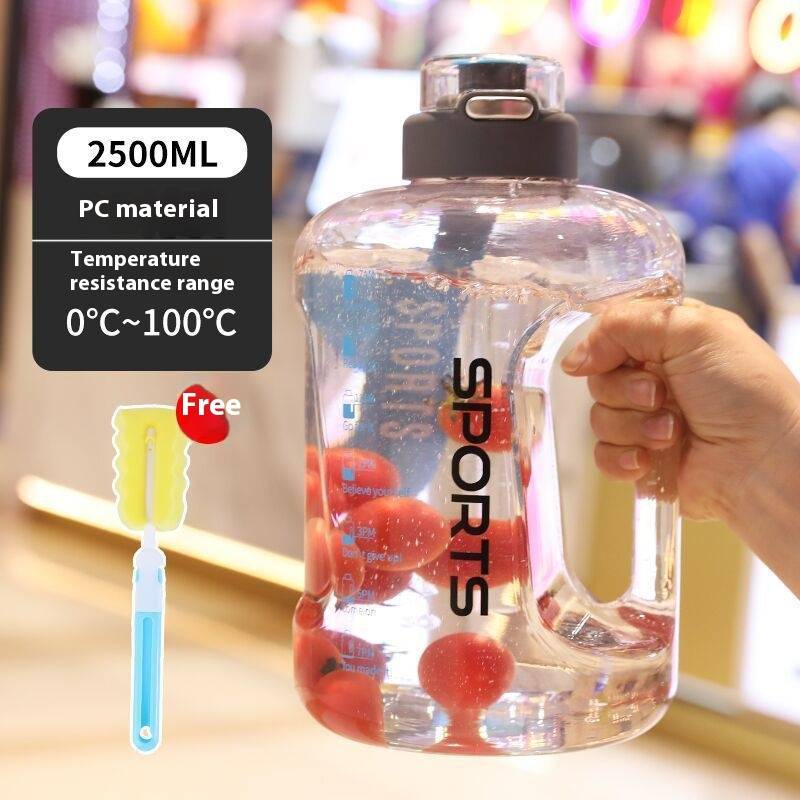 1.6L/2.5L/4L Large Capacity Sports Water Bottle – BPA-Free PC, Leak-Proof, With Carry Handle & Bonus Accessories (Brush, Strap, Straw)_voghion.com