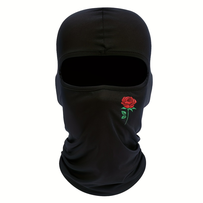 Sturmhaube mit Rosen-Aufdruck, winddicht und sonnenbeständig, Skimaske, geeignet für Radfahren und Reisen im Freien_voghion.com