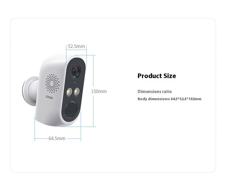 3MP Wireless WiFi Indoor/Outdoor Security Camera, IP66 Waterproof, Battery Powered, Night Vision (15m), 2-Way Audio, Motion Detection, Weatherproof_voghion.com