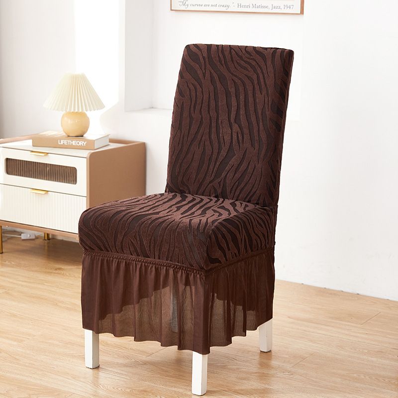 Cationic Wave Skirt Chair Covers - Universal Fit Stretchable Slipcovers For Restaurant & Home Use, 8 Elegant Colors_voghion.com