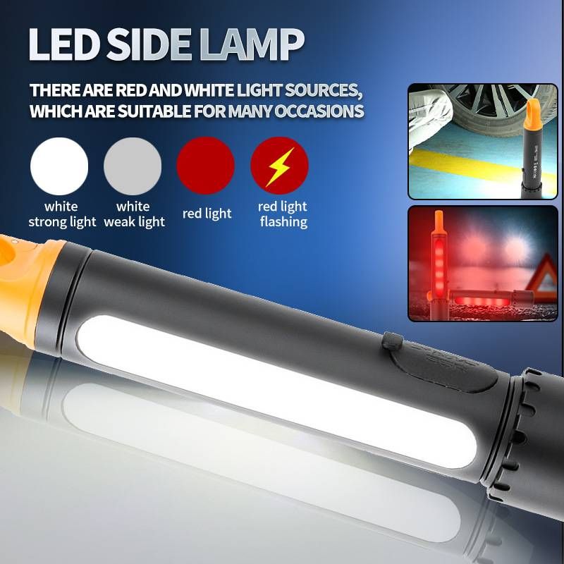 Professional X725 Zoomable Flashlight With White Laser, 500m Long-Range, Magnetic Hook & Side Light For Camping, Hiking, Fishing_voghion.com