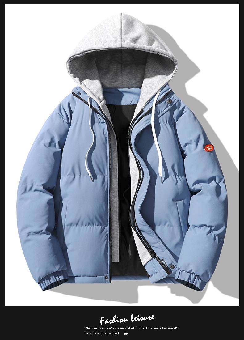 Ropa de hombre: Chaqueta de invierno para hombre, gruesa y cálida, de algodón con capucha, estilo acolchado holgado, diseño moderno de dos tonos en capas, prenda exterior informal._voghion.com