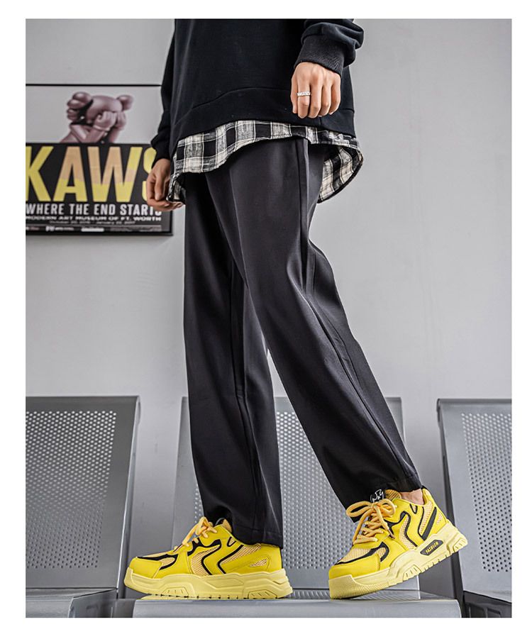 Herbst Herren Neue Atmungsaktive Mesh Weiß Vielseitige Dick-Sohle Sneakers Casual Board Dad Trendy Schuhe_voghion.com