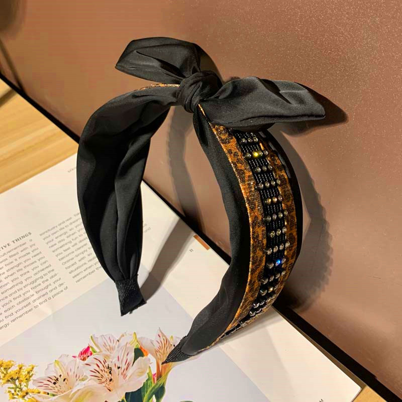 Fascia per capelli coreana con fiocco, alla moda e versatile, set pressato con bordi larghi con cerchio per punte da trapano, accessorio per capelli dolci_voghion.com