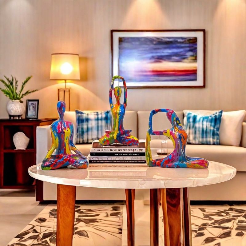 Creative Water Transfer Printing Abstract Colorful Yoga Figure High-End Luxury Home Table Decoration Crafts_voghion.com