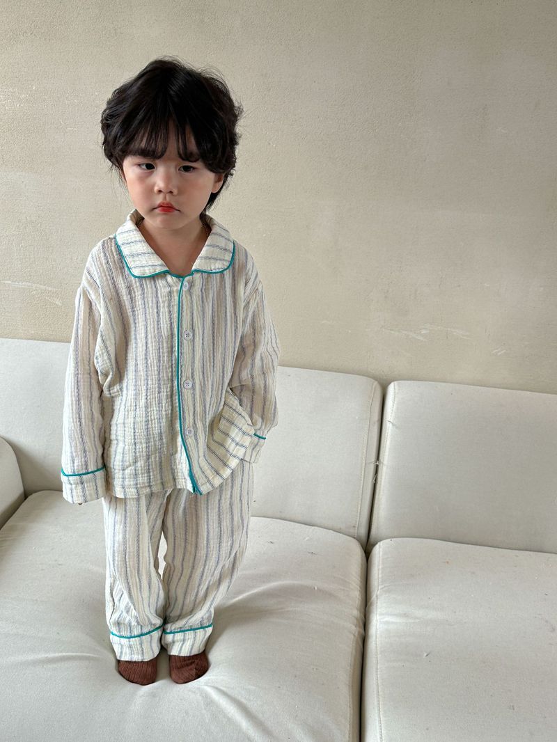 Pijamas para niños, conjunto de manga larga de gasa de algodón para primavera y otoño para niñas y niños, ropa para el hogar_voghion.com