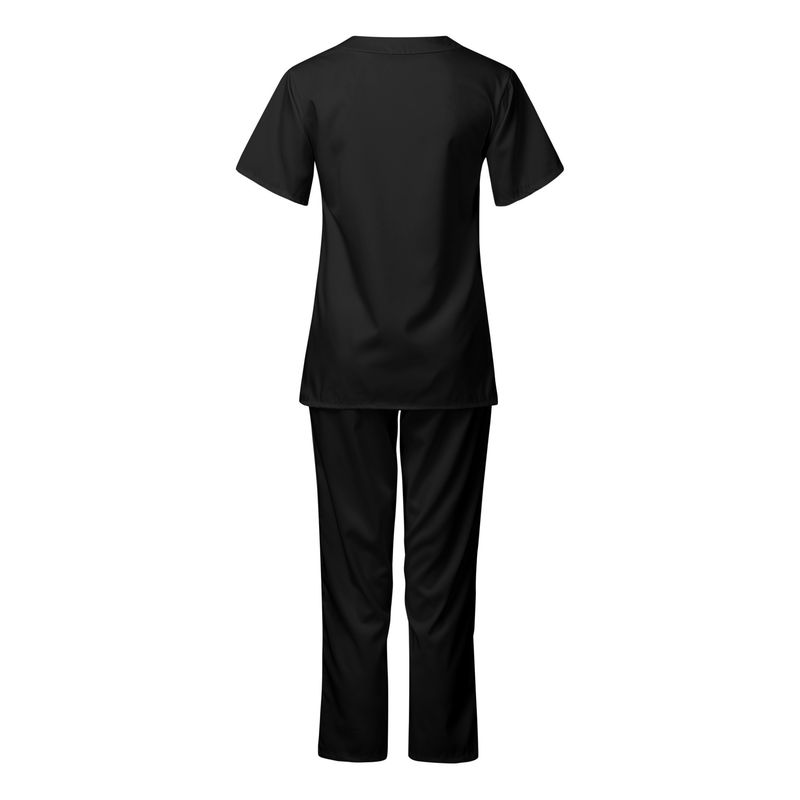 Vêtements pour femmes nouvelle couleur unie poche col en V uniforme de travail infirmier uniforme d'infirmière uniforme d'infirmière costume deux pièces femme_voghion.com
