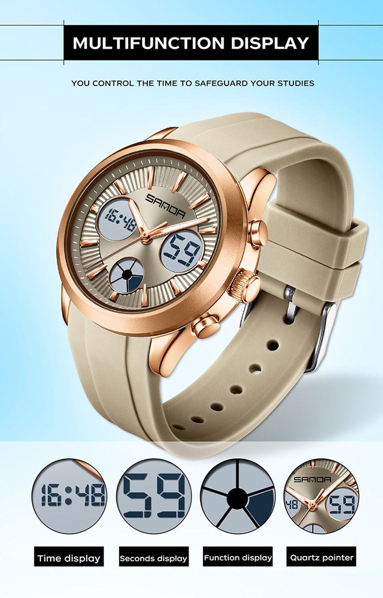 Men's And Women's Sport Watch With Dual Display, Waterproof, Night Light, Multifunctional Digital Analog Watch For Swimming, Running, And Daily Wear_voghion.com