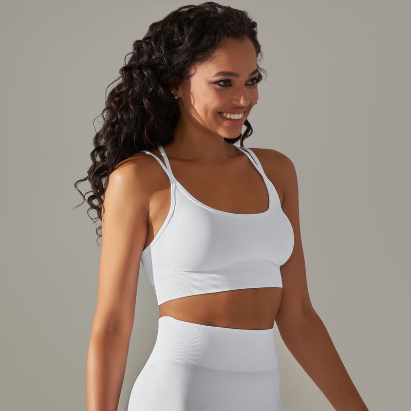 Damkläder sömlösa stickade enfärgade vacker rygg andas cross sport bh löpning fitness yoga bh topp_voghion.com