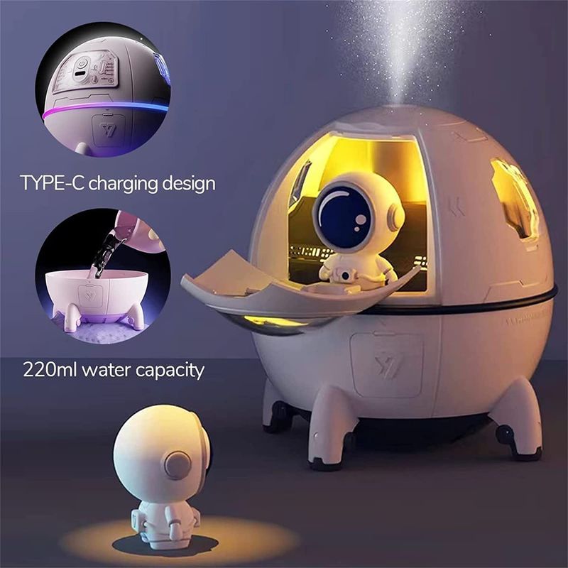 1PC Astronauta Umidificatore d'aria 220ml Elettrico Ultrasuoni Aroma Diffusore di oli essenziali Luce LED colorata USB Nebulizzatore YSXX_voghion.com