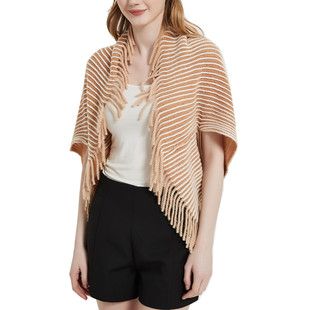 European and American shawl women's spring, autumn and winter new solid color striped tassel hooded cape_voghion.com