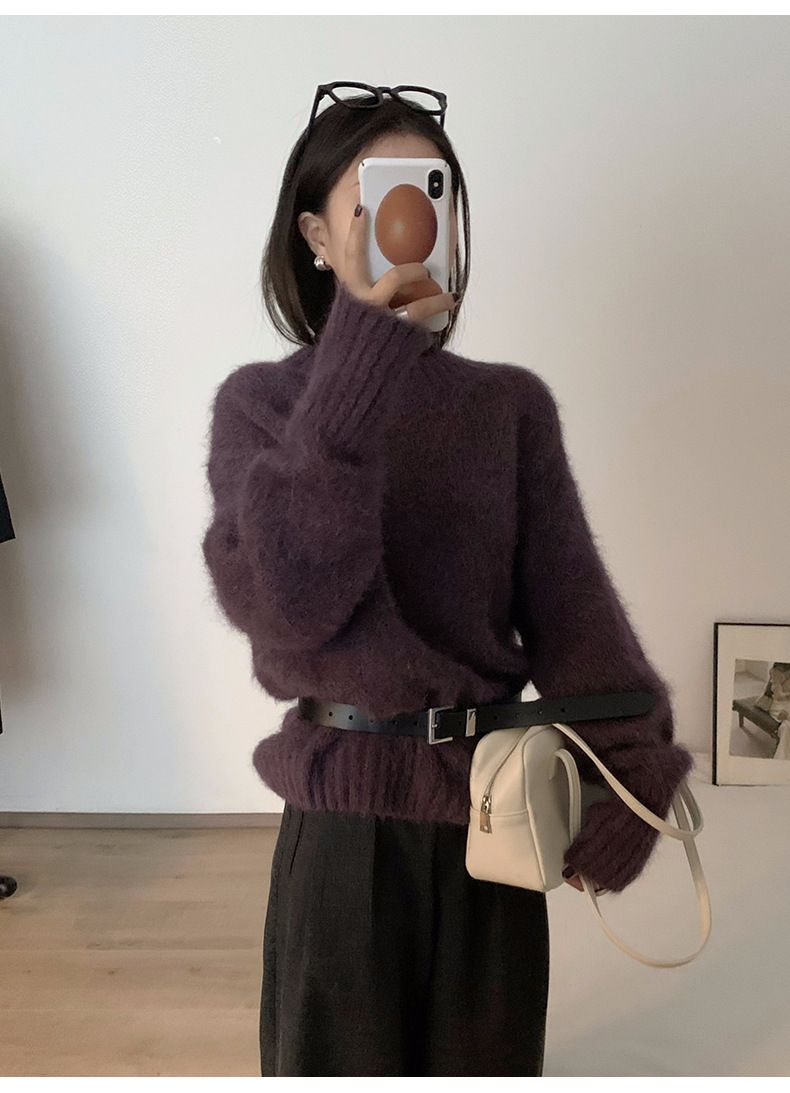 Luxuriöser Pullover aus Alpakawolle – Ultraweicher und gemütlicher Oversize-Strickpullover für Damen, elegantes, lässiges Oberteil mit Rundhalsausschnitt und langen Ärmeln_voghion.com