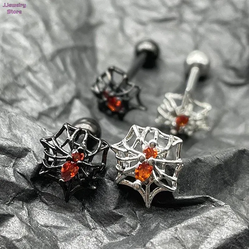 Piercing al naso, 1 pezzo, piercing alla lingua in acciaio a forma di ragnatela gotica, da uomo, stile punk rock, con bilanciere, gioielli per il corpo 230325_voghion.com