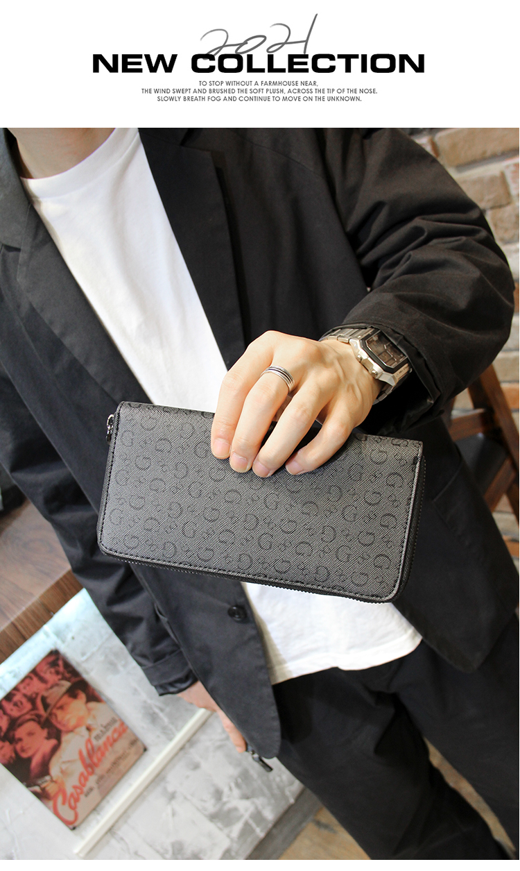 Practical new men's checkered long wallet, trendy and casual pattern wallet, personalized long card bag clip_voghion.com